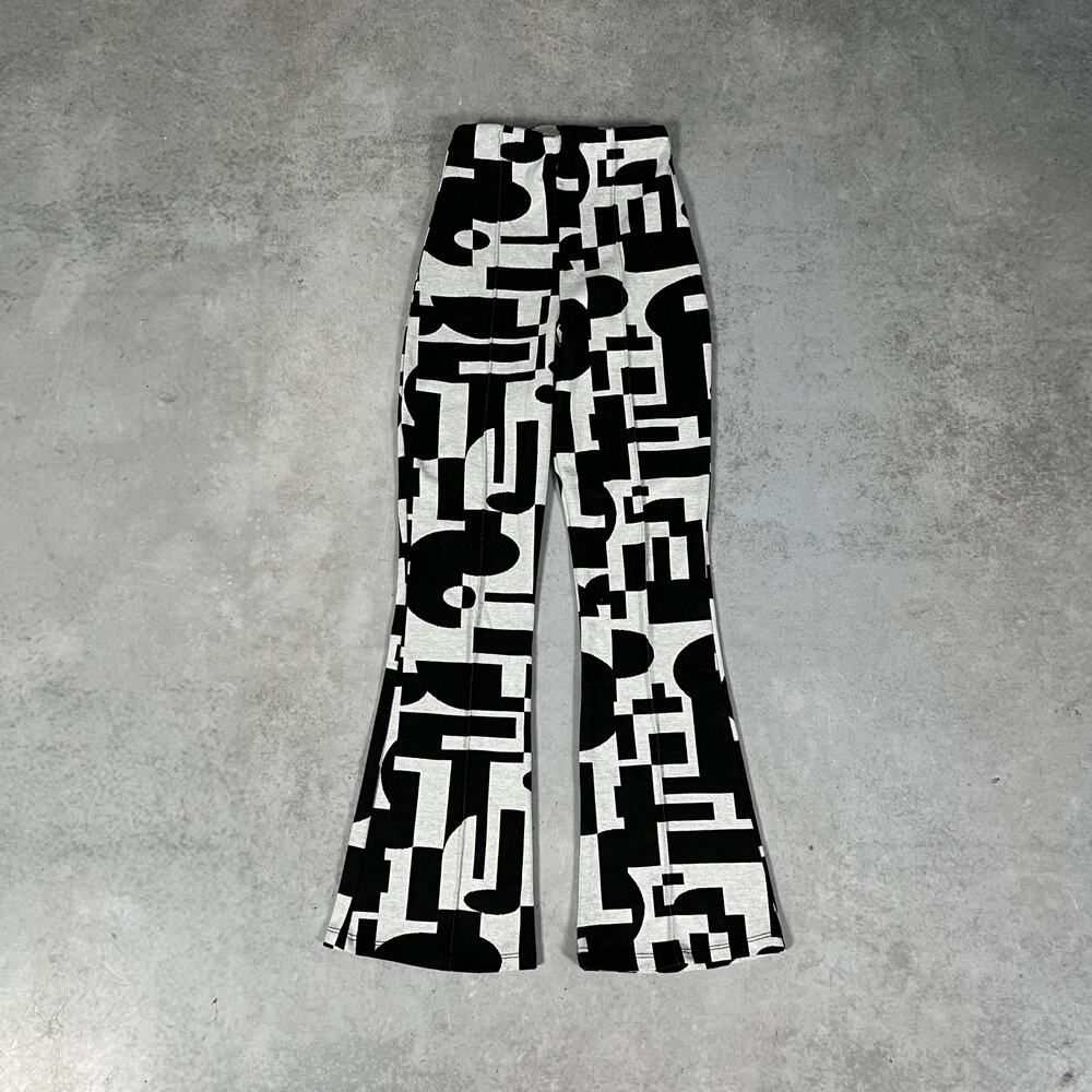 Bershka Monographic Flared Leg Women's Trouser Black & White Size XS